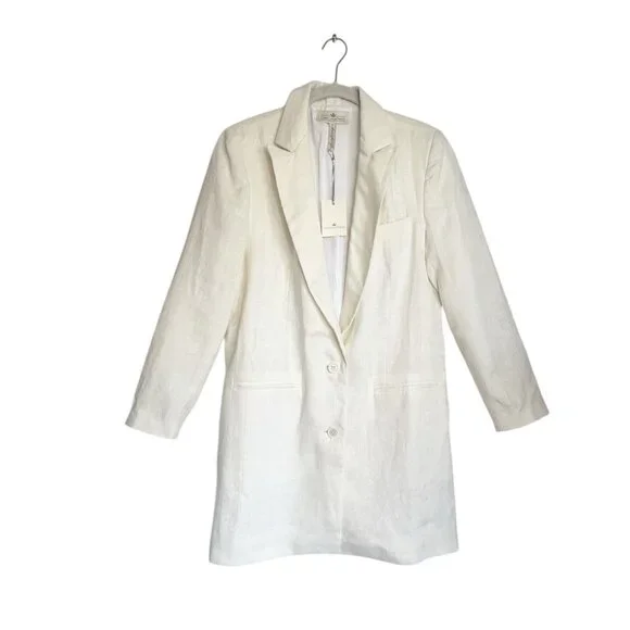 Arte Italica-Crown Linen Designs Women's Bobbi Long Blazer in Ivory - Sz S - NWT